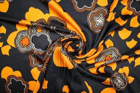 Pop art style floral silk twill