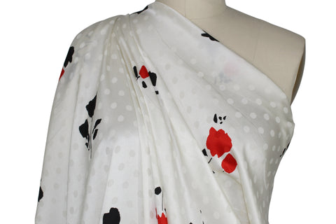 Swiss floral print silk jacquard charmeuse