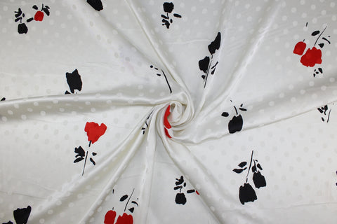 Swiss floral print silk jacquard charmeuse