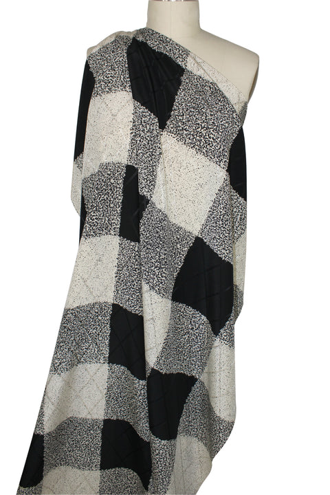 0scar large check speckled print silk