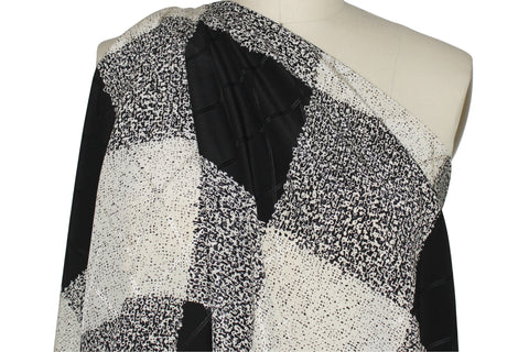 0scar large check speckled print silk