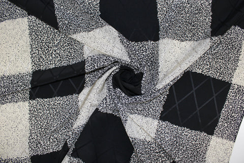 0scar large check speckled print silk