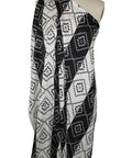 Italian black and white print silk jacquard