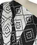 Italian black and white print silk jacquard