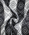 Italian black and white print silk jacquard