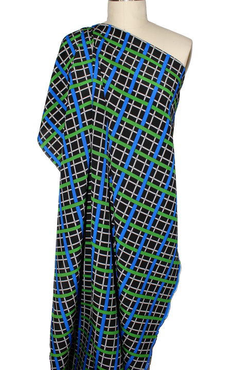 Dimensional silk crepe plaid