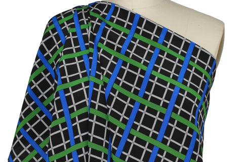 Dimensional silk crepe plaid