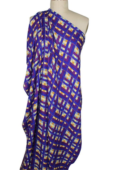 Uneven plaid silk jacquard