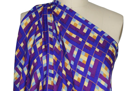 Uneven plaid silk jacquard