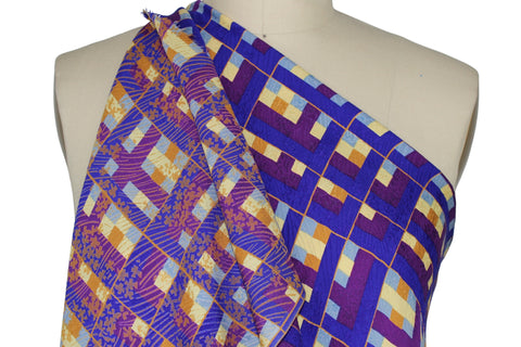 Uneven plaid silk jacquard