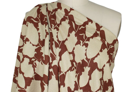 Abstract print silk noil