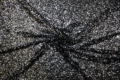 Sequined Soft Mesh - Black/Silver