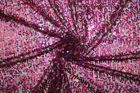 Sequined Mesh - Holographic Magenta on Black