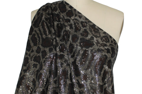 Leopard Print Sequined Jersey - Browns on Black