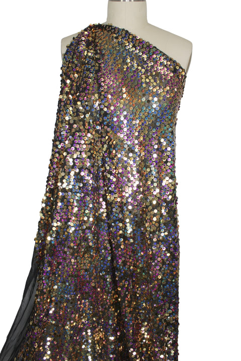 Double Trouble Sequined Mesh - Multi/Gold on Black