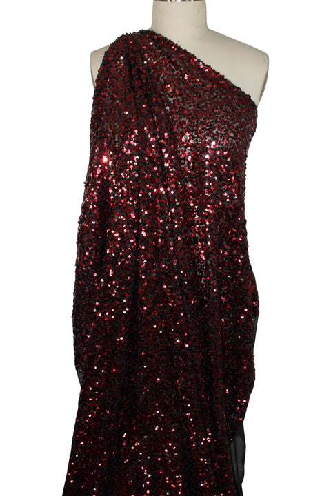 Red sequined mesh