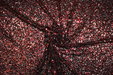 Red sequined mesh