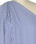 Blue and white gingham seersucker