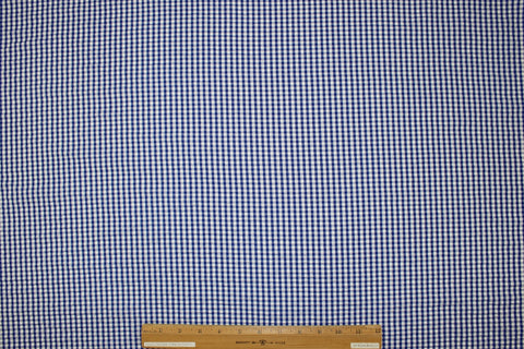 Blue and white gingham seersucker