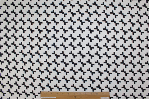 Hounds-toothy Wide Silk Twill - Black on White