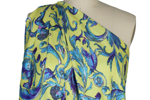 Raphaelite-style print silk twill 