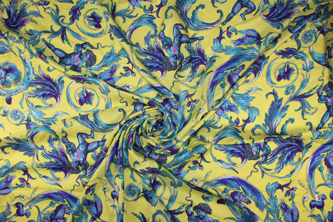Raphaelite-style print silk twill 