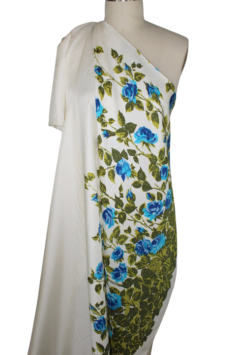 0scar rose print border silk twill