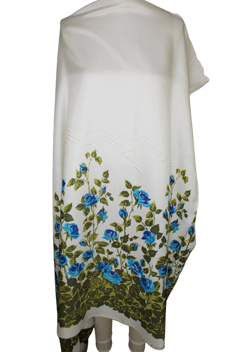 0scar rose print border silk twill