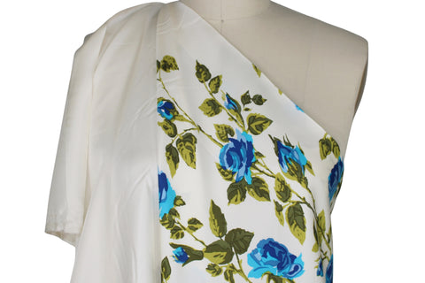 0scar rose print border silk twill