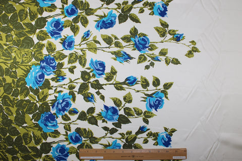 0scar rose print border silk twill