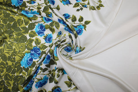 0scar rose print border silk twill