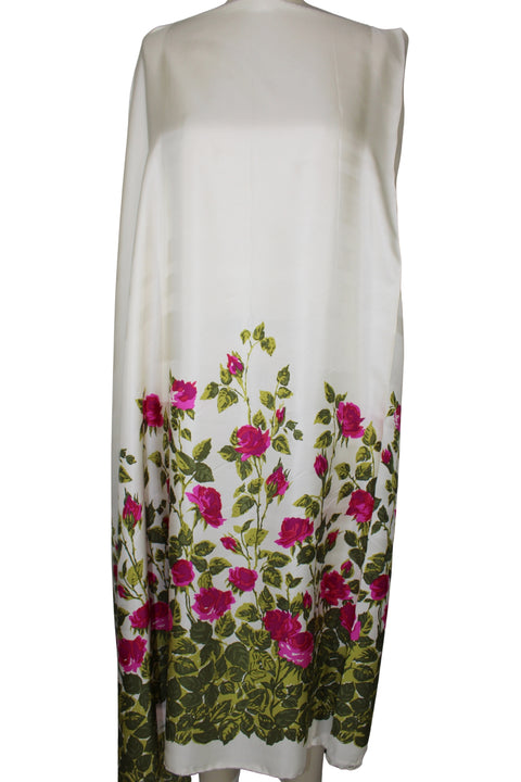 0scar de la Renta rose border print silk