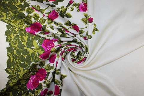 0scar de la Renta rose border print silk
