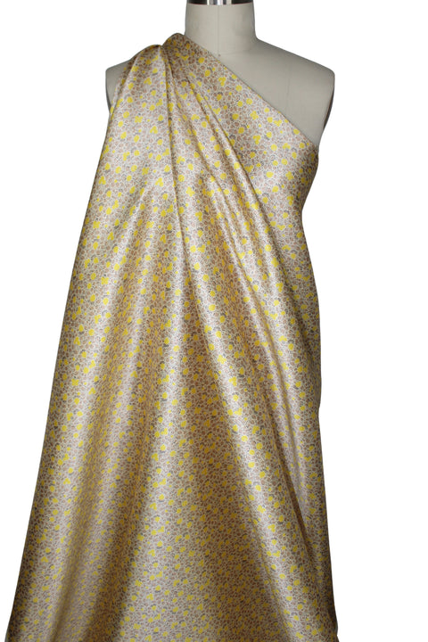 Make Lemonade Wide and Heavy Silk Twill - Yellow/Ecru on Ivory