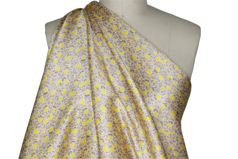 Make Lemonade Wide and Heavy Silk Twill - Yellow/Ecru on Ivory
