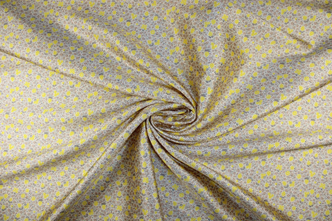 Make Lemonade Wide and Heavy Silk Twill - Yellow/Ecru on Ivory