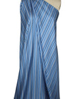 Blue striped silk twill