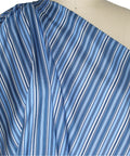 Blue striped silk twill