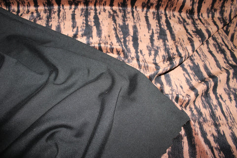 NY Designer Novelty Corded Stretch Velvet - Brown/Black