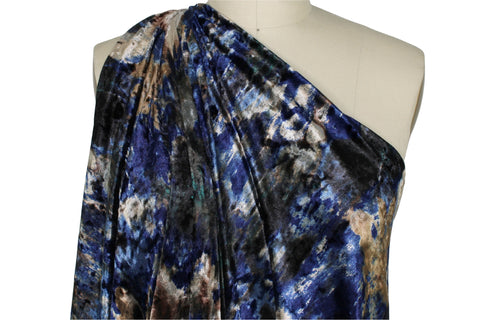 Abstract print stretch panne velvet