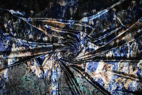 Abstract print stretch panne velvet