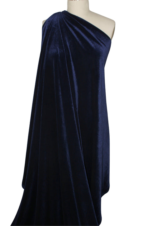 Navy blue stretch velvet