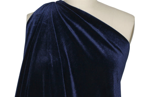 Navy blue stretch velvet