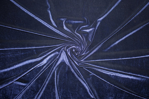 Navy blue stretch velvet