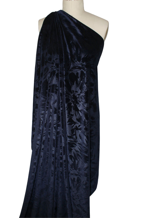 Floral shadow print stretch velvet