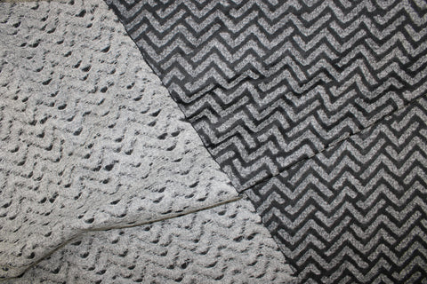 Wool/Cashmere Chevron Double Faced Knit - Gray/Black