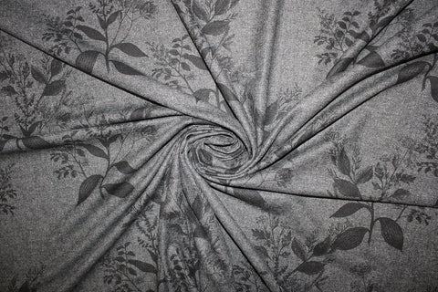 Reversible Floral Printed Wool Tweed - Black/Gray