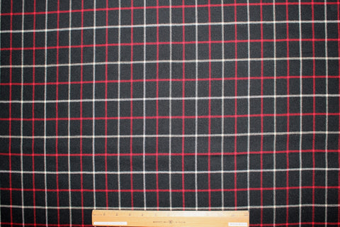 Windowpane Check Midweight Flannel - Red/White/Black