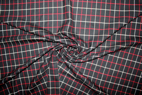 Windowpane Check Midweight Flannel - Red/White/Black