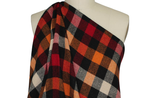 English Buffalo Check Flannel - Orange/Red/Black/Beige